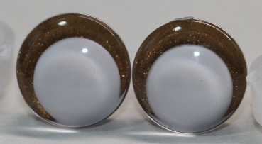1 Paar Sicherheitsaugen trapezoid 14 mm braun metallic weiße Pupille Schielaugen