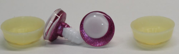 Preview: Sicherheitsaugen trapezoid 18 mm pink metallic weiße Pupille Schielaugen 2