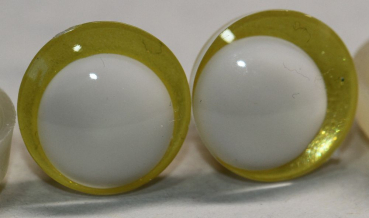 1 Paar Sicherheitsaugen trapezoid 16 mm gelb metallic weiße Pupille Schielaugen