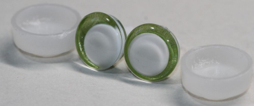 1 Paar Sicherheitsaugen trapezoid 14 mm hellgrün metallic weiße Pupille Schielaugen