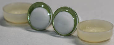 1 Paar Sicherheitsaugen trapezoid 16 mm hellgrün metallic weiße Pupille Schielaugen