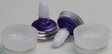 Preview: 1 Paar Sicherheitsaugen trapezoid 14 mm purpur metallic weiße Pupille Schielaugen