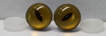 Sonderangebot: 1 Paar Sicherheitsaugen 18 mm kleine geschlitzte Pupillen orangegelb schimmernd verschiedenfarbige Iris