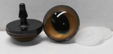 Sonderangebot: 1 Paar Sicherheitsaugen 22 mm ovale Pupillen braun schimmernd verschiedenfarbige Iris