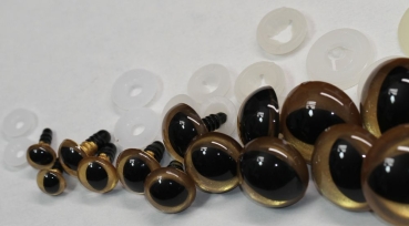 Sonderangebot: 8 Paar Sicherheitsaugen Größenmix Katze / Drache 9 mm, 12 mm, 15 mm,18 mm, 21 mm, 25 mm, 28 mm und 30 mm