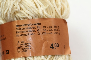 Wolle Schewe Chenille 50 g 100 % Polyacryl Farbe creme