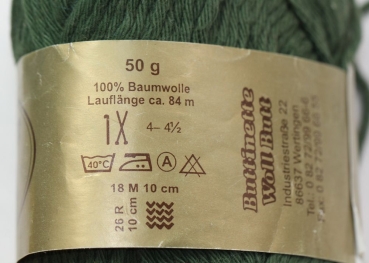 Woll Butt Schulgarn 50 g dunkelgrün 100% Baumwolle