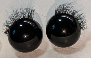 Preview: 1 Paar Sicherheitsaugen 18 mm Teddy schwarz durchgefärbt mit Wimpern