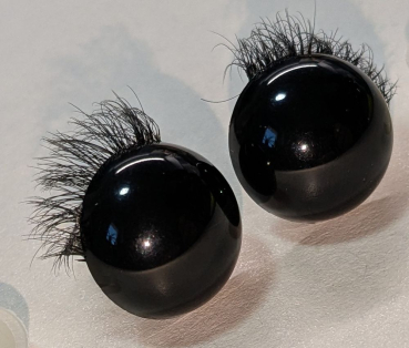 1 Paar Sicherheitsaugen 18 mm Teddy schwarz durchgefärbt mit Wimpern