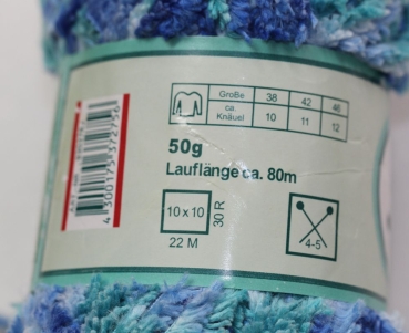Wolle Stella Chenille 50 g 100 % Polyester blau-türkis