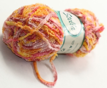 Wolle Stella Chenille 50 g 100 % Polyester gelb-rosa