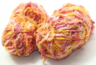 Wolle Stella Chenille 97 g 100 % Polyester gelb-rosa Rest