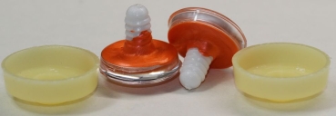 1 Paar Sicherheitsaugen trapezoid orange metallic 25 mm Katze Drache weiße Pupille