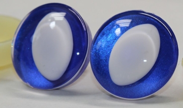1 Paar Sicherheitsaugen trapezoid ultramarin blau metallic 25 mm Katze Drache weiße Pupille