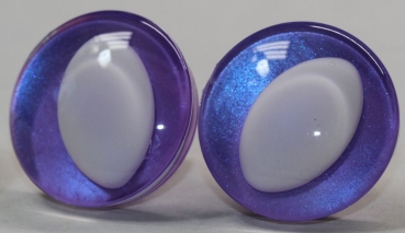 1 Paar Sicherheitsaugen trapezoid violett metallic 25 mm Katze Drache weiße Pupille