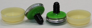 1 Paar Sicherheitsaugen trapezoid 25 mm hellgrün herzförmige Pupille schwarz