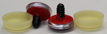 1 Paar Sicherheitsaugen trapezoid 25 mm rot herzförmige Pupille schwarz