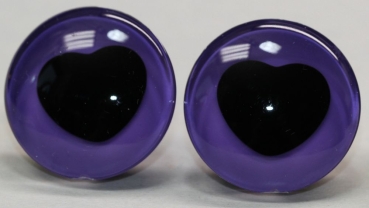1 Paar Sicherheitsaugen trapezoid 25 mm violett herzförmige Pupille schwarz