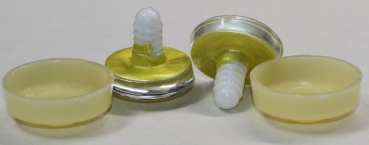 1 Paar Sicherheitsaugen trapezoid 25 mm lemon metallic herzförmige Pupille weiß