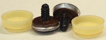 1 Paar Sicherheitsaugen trapezoid 25 mm schwarze Pupille mit weißem Punkt braun