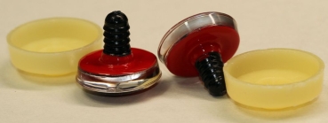 1 Paar Sicherheitsaugen trapezoid 25 mm schwarze Pupille mit weißem Punkt rot