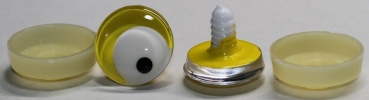 1 Paar Sicherheitsaugen trapezoid 25 mm weiße Pupille mit schwarzem Punkt gelb