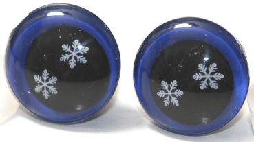 1 Paar Sicherheitsaugen trapezoid 18 mm Schneeflocken-Pupille dunkelblau