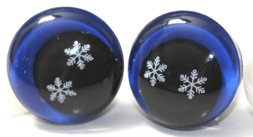 1 Paar Sicherheitsaugen trapezoid 20 mm Schneeflocken-Pupille dunkelblau