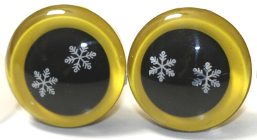 1 Paar Sicherheitsaugen trapezoid 18 mm Schneeflocken-Pupille gelb