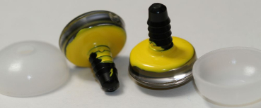 Preview: 1 Paar Sicherheitsaugen trapezoid 20 mm Schneeflocken-Pupille gelb