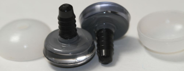 Preview: 1 Paar Sicherheitsaugen trapezoid 20 mm Schneeflocken-Pupille grau