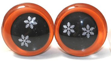 1 Paar Sicherheitsaugen trapezoid 18 mm Schneeflocken-Pupille orange