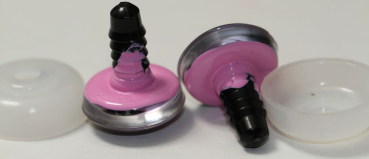 Preview: 1 Paar Sicherheitsaugen trapezoid 18 mm Schneeflocken-Pupille rosa