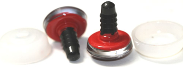 Preview: 1 Paar Sicherheitsaugen trapezoid 18 mm Schneeflocken-Pupille rot