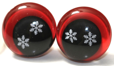 1 Paar Sicherheitsaugen trapezoid 20 mm Schneeflocken-Pupille rot