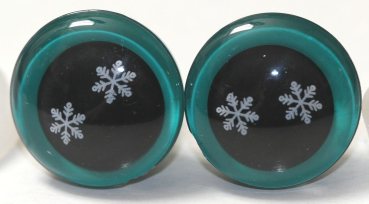 1 Paar Sicherheitsaugen trapezoid 18 mm Schneeflocken-Pupille türkisgrün