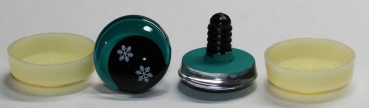 1 Paar Sicherheitsaugen trapezoid 25 mm Schneeflocken-Pupille türkisgrün