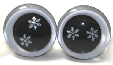 1 Paar Sicherheitsaugen trapezoid 18 mm Schneeflocken-Pupille weiß