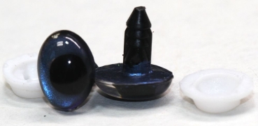 Preview: 1 Paar Sicherheitsaugen tropfenförmig blauschwarz metallic 12 mm x 9,2 mm Schielaugen