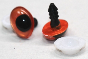 1 Paar Sicherheitsaugen tropfenförmig orangegold metallic 12 mm x 9,2 mm Schielaugen