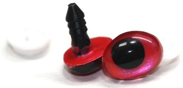 1 Paar Sicherheitsaugen tropfenförmig rotviolett metallic 12 mm x 9,2 mm Schielaugen