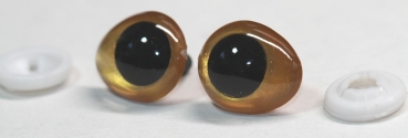 1 Paar Sicherheitsaugen tropfenförmig gold metallic 17 mm x 20 mm