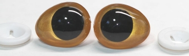 1 Paar Sicherheitsaugen tropfenförmig gold metallic 22 mm x 26 mm