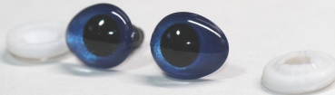 1 Paar Sicherheitsaugen tropfenförmig blau metallic 13 mm x 16 mm