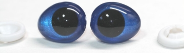 1 Paar Sicherheitsaugen tropfenförmig blau metallic 17 mm x 20 mm