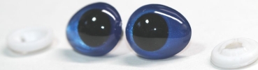 1 Paar Sicherheitsaugen tropfenförmig blau metallic 17 mm x 20 mm