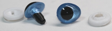 1 Paar Sicherheitsaugen tropfenförmig hellblau metallic 13 mm x 16 mm