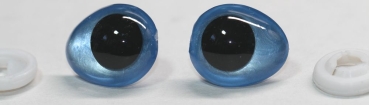 1 Paar Sicherheitsaugen tropfenförmig hellblau metallic 17 mm x 20 mm