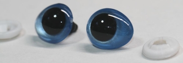 1 Paar Sicherheitsaugen tropfenförmig hellblau metallic 17 mm x 20 mm