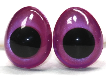 1 Paar Sicherheitsaugen tropfenförmig blauviolett metallic 13 mm x 16 mm
